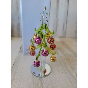 LS Arts glass mini tree ornament figure glitter pearl Xmas